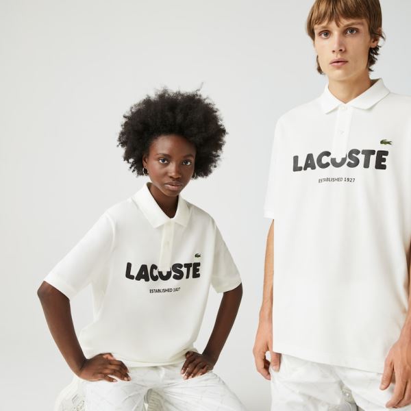 Lacoste LIVE Loose Fit Branded Cotton Piqué Polo Shirt Pánské - Šortky Bílé / Černé | CZ-pUijg1